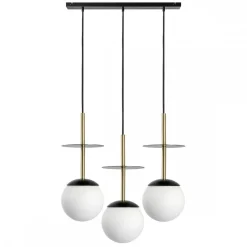 PLAAT A 3L czarna potrójna lampa sufitowa z mosiądzem (PLL332P0) - Ummo