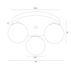 Plafon 3 pł. (koło) FABIO (6291) - Argon