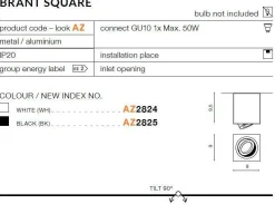 Plafon BRANT SQUARE black (AZ2825) - AZZARDO