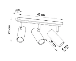Plafon DIREZIONE 3 czarny (SL.0501) - Sollux
