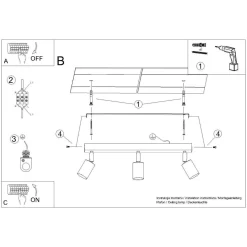 Plafon WINX 3 czarny/złoty (SL.1384) - Sollux Lighting