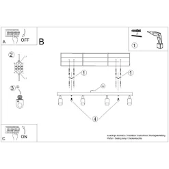 Plafon WINX 4L czarny/miedź (SL.1379) - Sollux Lighting