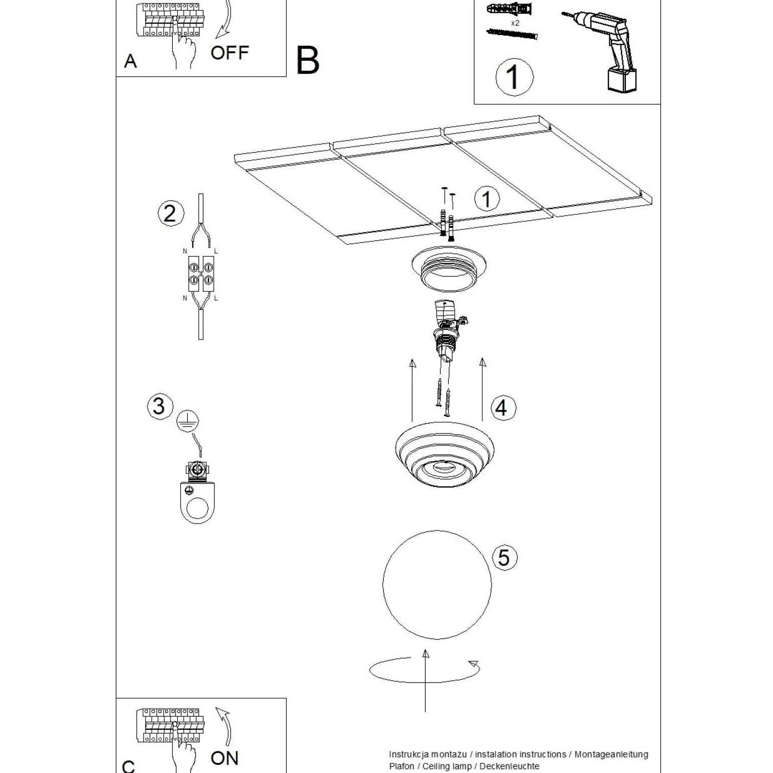 Plafon ZORI biały IP44 (SL.1904) - Sollux Lighting