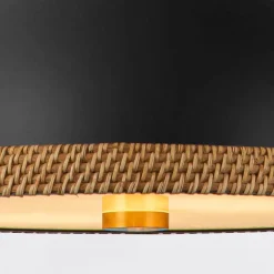 Pojedyncza lampa nad stół Doral Matowa czerń, vintage mosiądz (QN-DORAL-P-M-BK) - Quintiesse