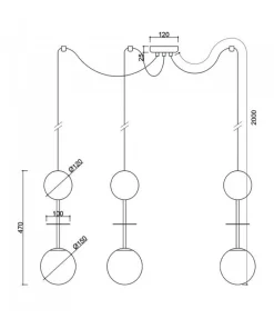 Potrójna lampa sufitowa pająk OIO A3 czarna (OIA322P0) - Ummo
