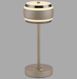 Przenośna, ładowana lampa na stół PURE FALLING RINGS BRĄZOWA/CHROM (4503-97) - Paul Neuhaus