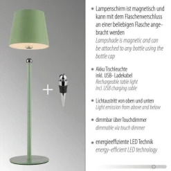 Przenośna, ładowana lampa stołowa BOTERIA ZIELONY (19251-43) - Paul Neuhaus