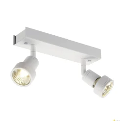 PURI 2, lampa ścienna i sufitowa, dwupunktowa, QPAR51, kolor biały matowy, maks. 100 W, z pierścieniem dekoracyjnym (147371) - SLV