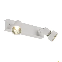 PURI 2, lampa ścienna i sufitowa, dwupunktowa, QPAR51, kolor biały matowy, maks. 100 W, z pierścieniem dekoracyjnym (147371) - SLV