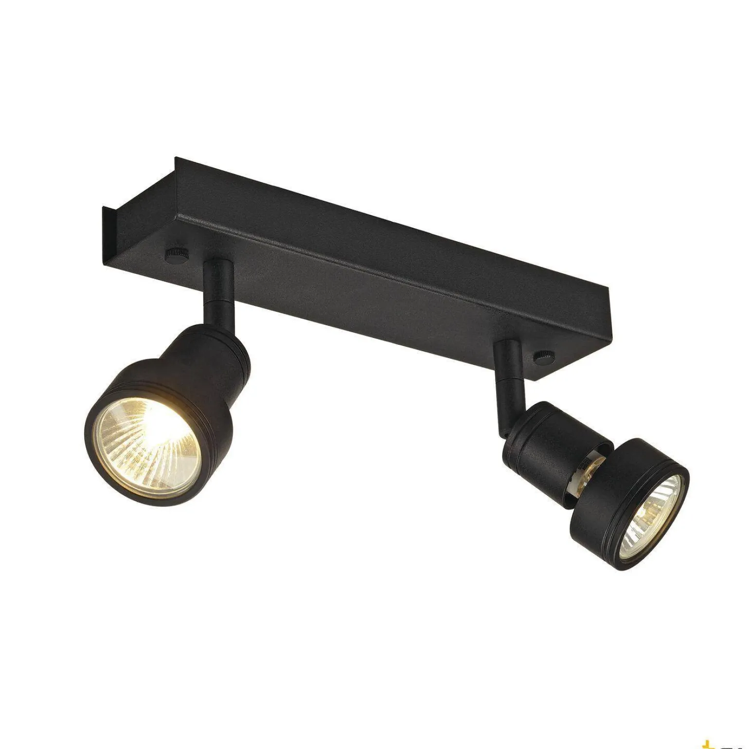 PURI 2, lampa ścienna i sufitowa, dwupunktowa, QPAR51, kolor czarny matowy, maks. 100 W, z pierścieniem dekoracyjnym (147370) - SLV