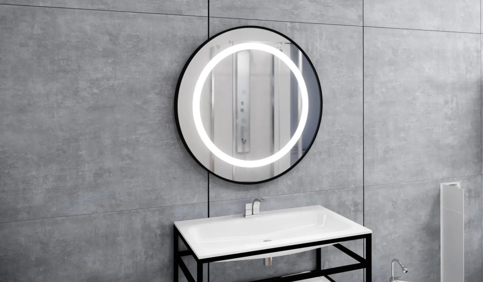 SELENA - lustro okrągłe w ramie z oświetleniem LED - MCJ