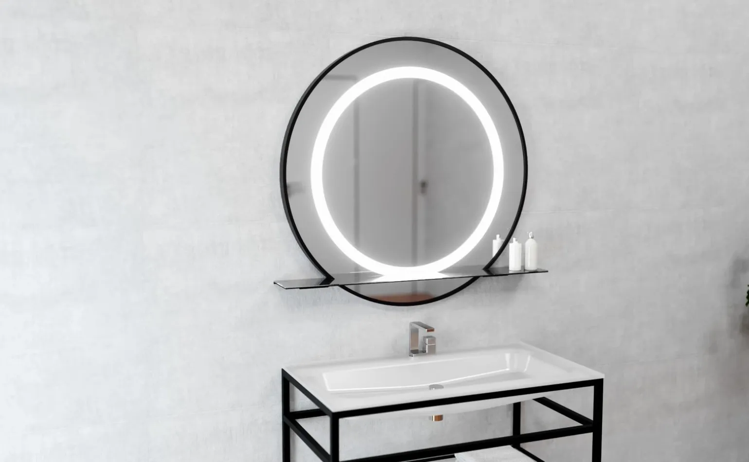 SELENA - lustro okrągłe w ramie z oświetleniem LED - MCJ