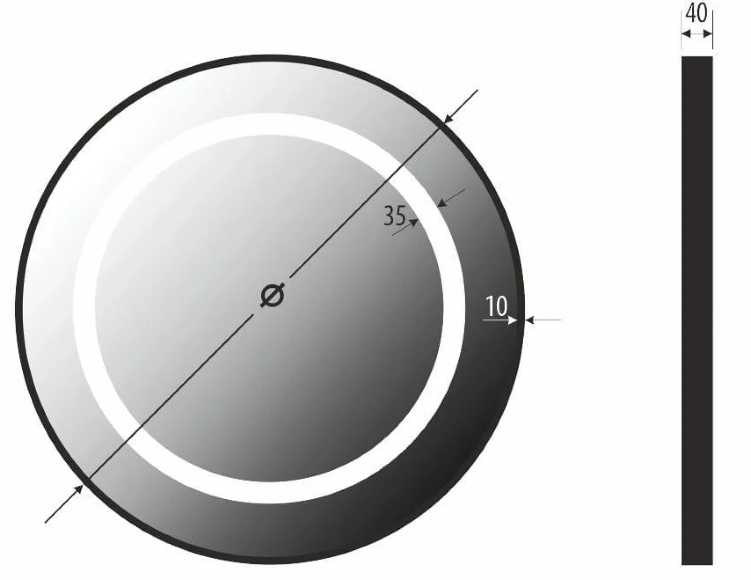 SELENA - lustro okrągłe w ramie z oświetleniem LED - MCJ