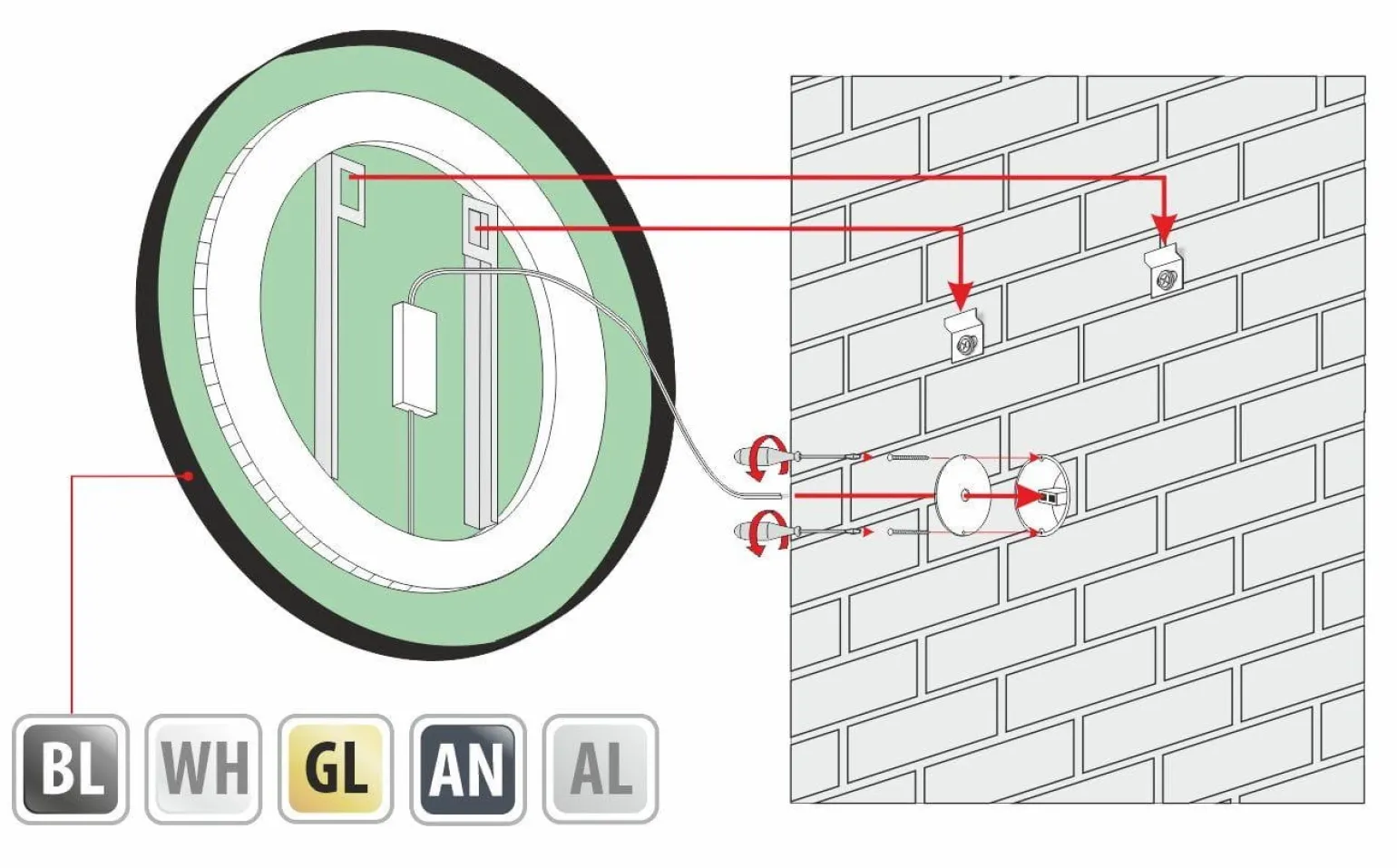 SELENA - lustro okrągłe w ramie z oświetleniem LED - MCJ