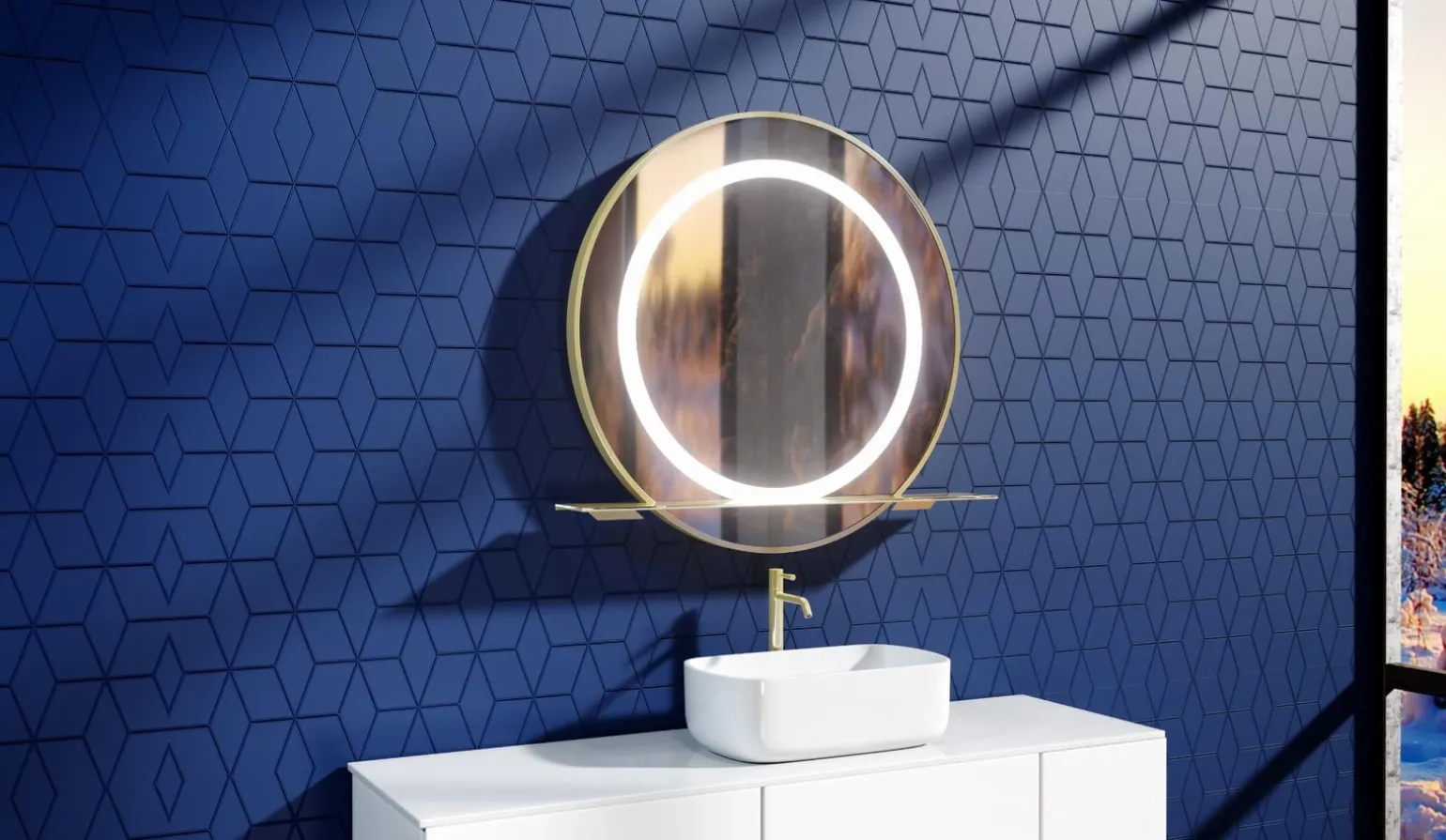 SELENA - lustro okrągłe w ramie z oświetleniem LED - MCJ