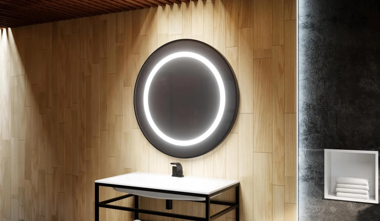 SELENA - lustro okrągłe w ramie z oświetleniem LED - MCJ