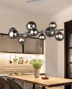 SEVILLA Lampa wisząca z dziesięcioma kulistymi kloszami w kolorze czarnego chromu (6214-1010) - Aviano Lighting