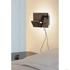 SOMNILA SPOT, lampa ścienna natynkowa LED indoor, 3000K, kolor czarny, wersja lewa, ze złączem USB (1003455) - SLV