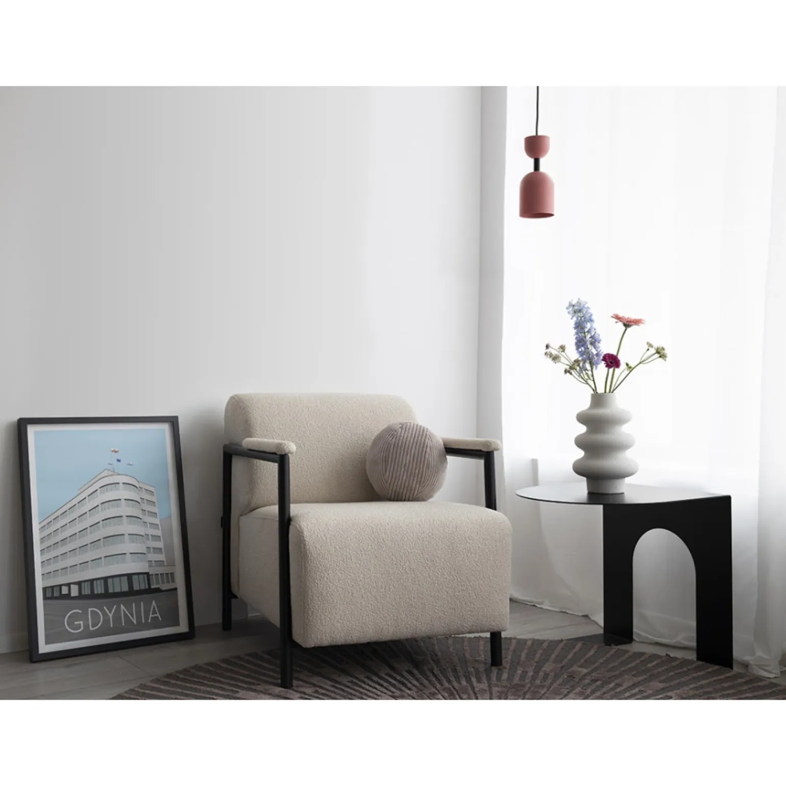 SUPURU granatowa sufitowa lampa wisząca z czarną rurką (SUA1213P0) - Ummo