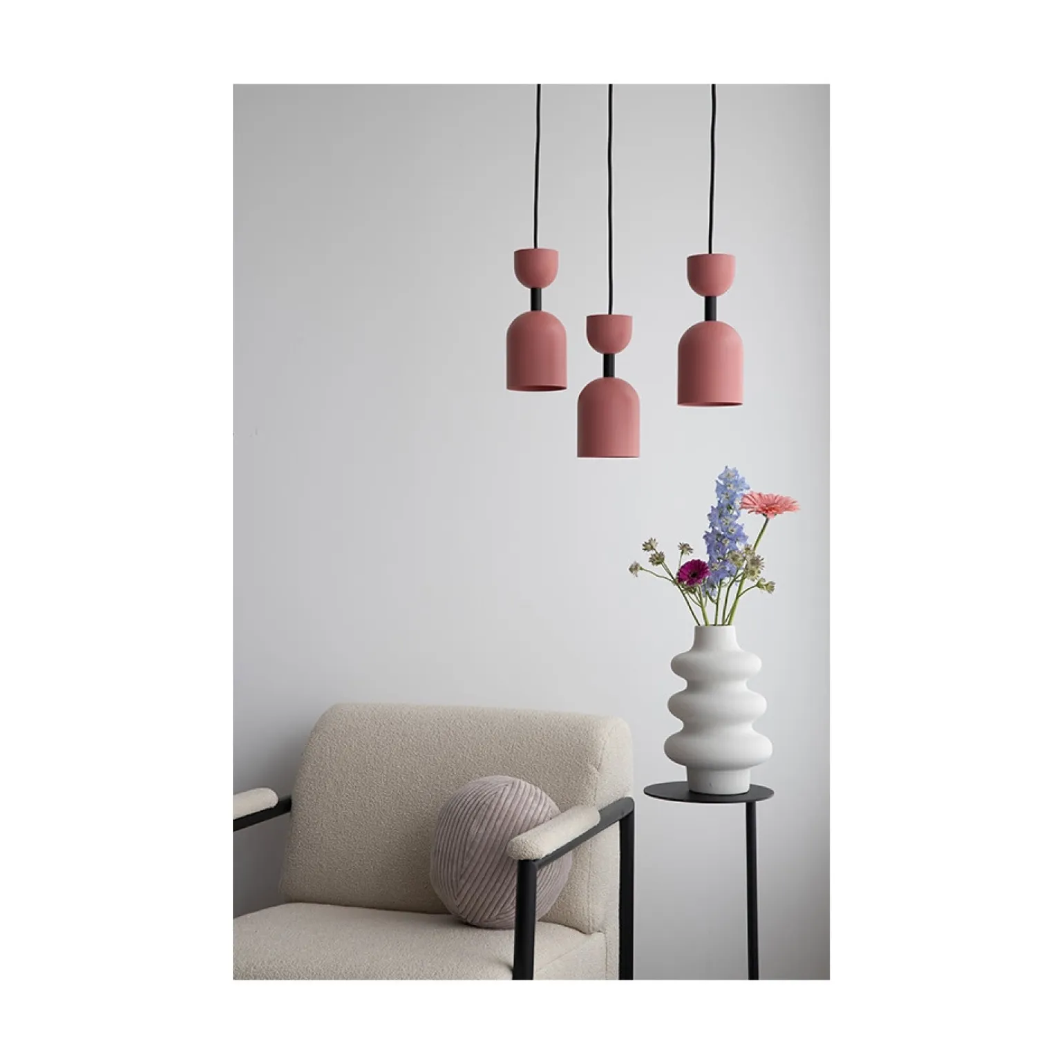 SUPURU melonowa sufitowa lampa wisząca z czarną rurką (SUA125P0) - Ummo