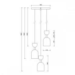 SUPURU 3P czarna lampa wisząca / plafon (SUP322P3) - Ummo