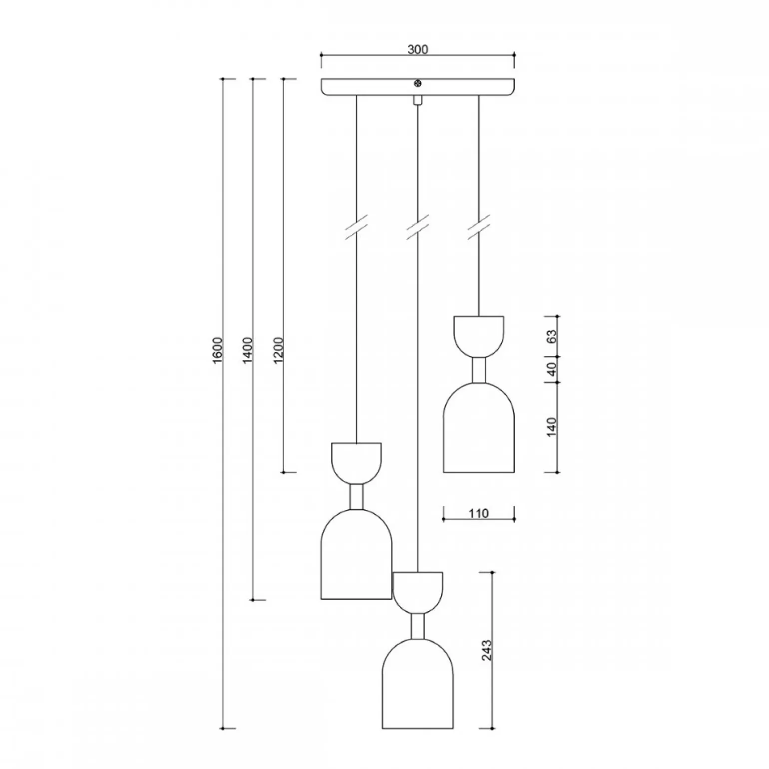 SUPURU 3P czarna lampa wisząca / plafon (SUP322P3) - Ummo