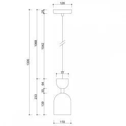 SUPURU żółta sufitowa lampa wisząca z czarną rurką (SUA1211P0) - Ummo