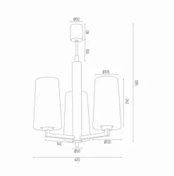 żyrandol 3 pł. CAMELOT chromowany stelaż, białe klosze klosze ARGON 1224 - żyrandol