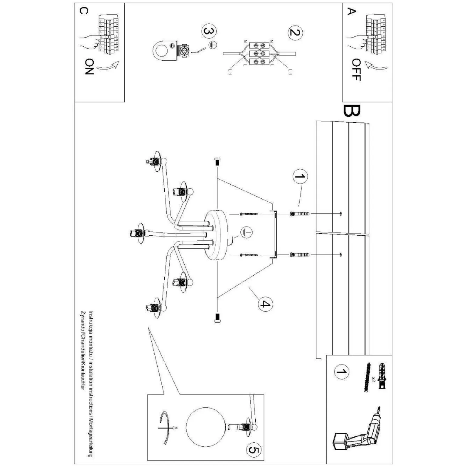 Żyrandol ASTRAL 5 biały (SL.1660) - Sollux Lighting