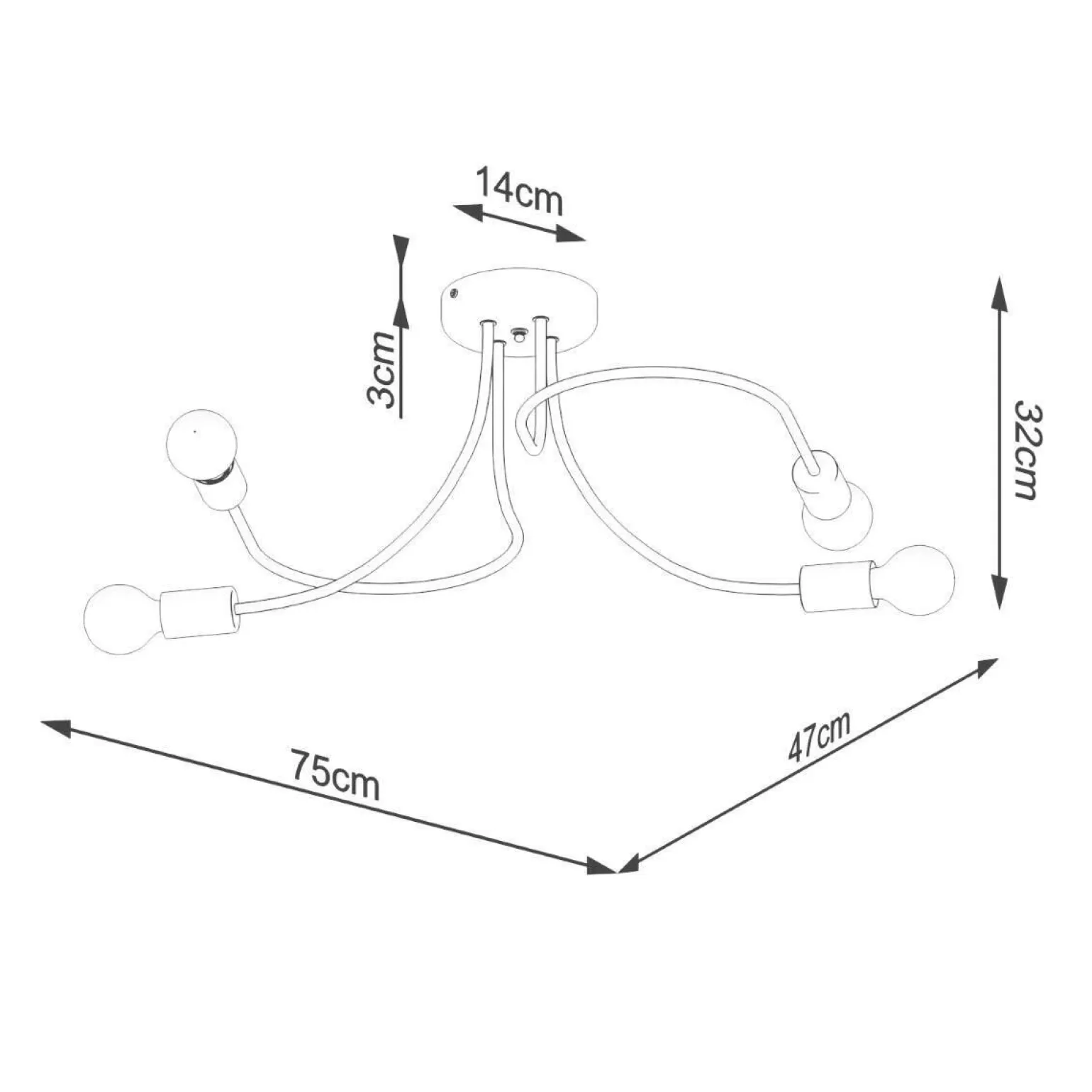 Żyrandol LEVAR 4 czarny (SL.1455) - Sollux Lighting
