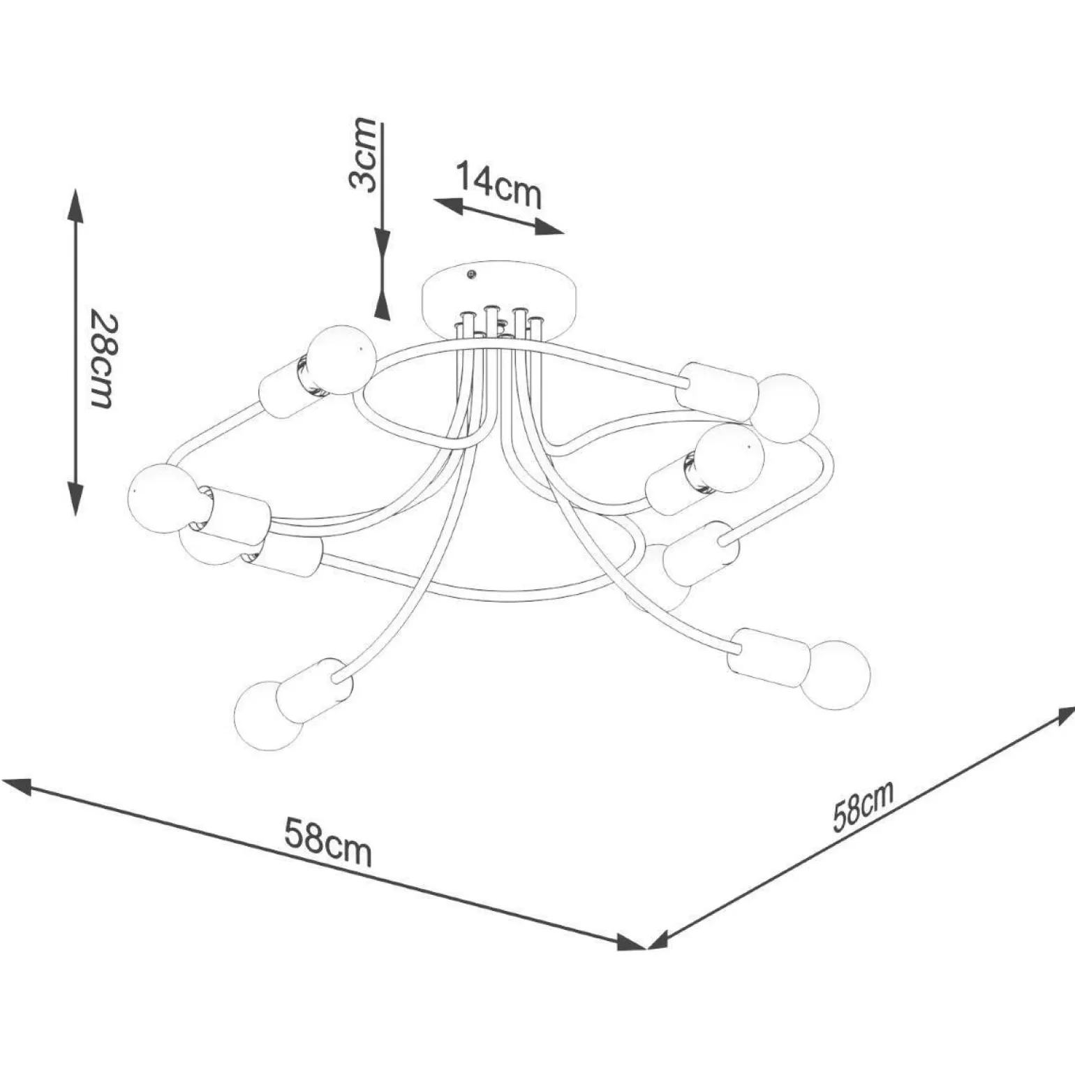 Żyrandol LEVAR 8 czarny (SL.1457) - Sollux Lighting