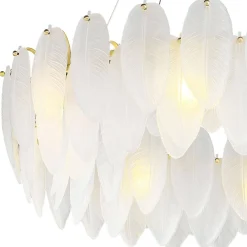 Żyrandol ozdobny PIUMA mosiądz biały 80 cm (ST-6289-8) - Step into Design