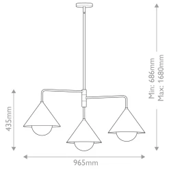 Żyrandol Remyck - 3 źródła światła - Matowa czerń (ALM-REMYCK3-BK) - Elstead Lighting