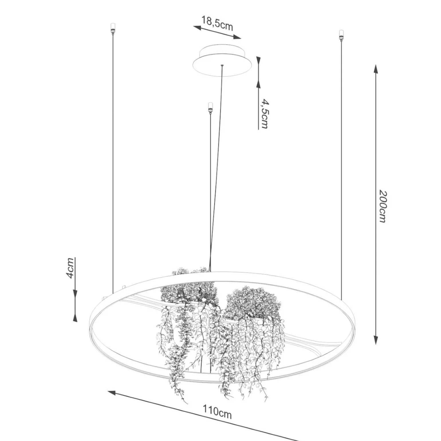 Żyrandol RIO BIO 110 czarny LED 4000K (TH.556) - Thoro Lighting