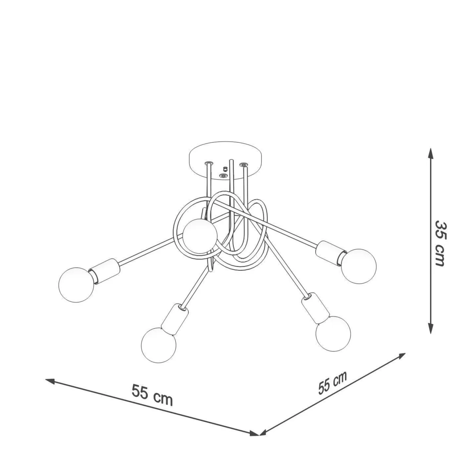 Żyrandol SUPEŁ 5 czarny (SL.1435) - Sollux Lighting