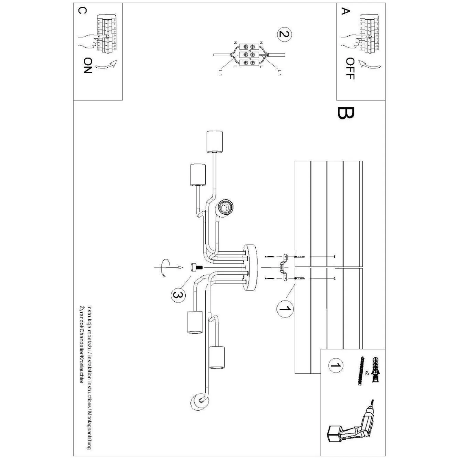 Żyrandol TIMBO 6 czarny (SL.1670) - Sollux Lighting