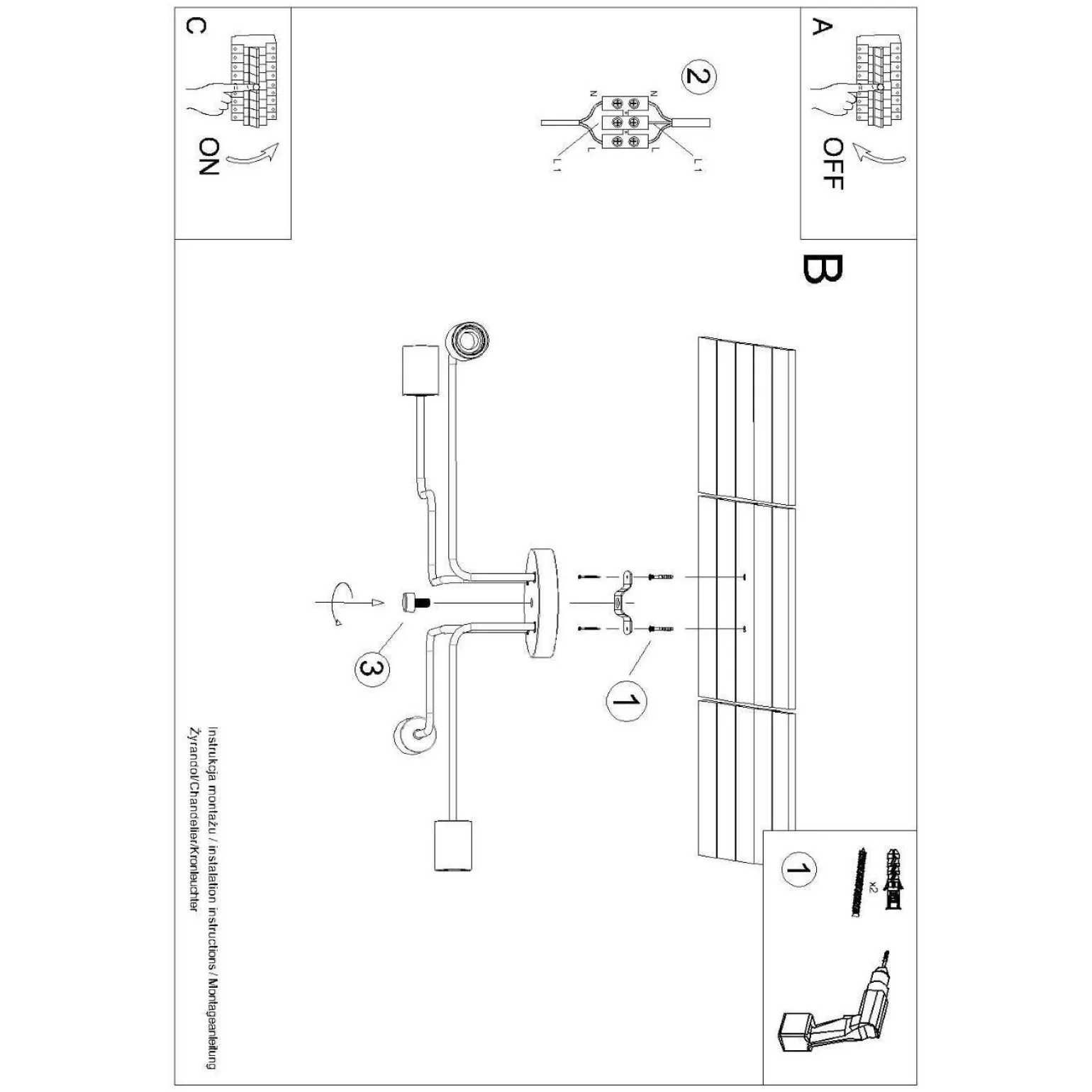 Żyrandol TIMBO 4 czarny (SL.1669) - Sollux Lighting