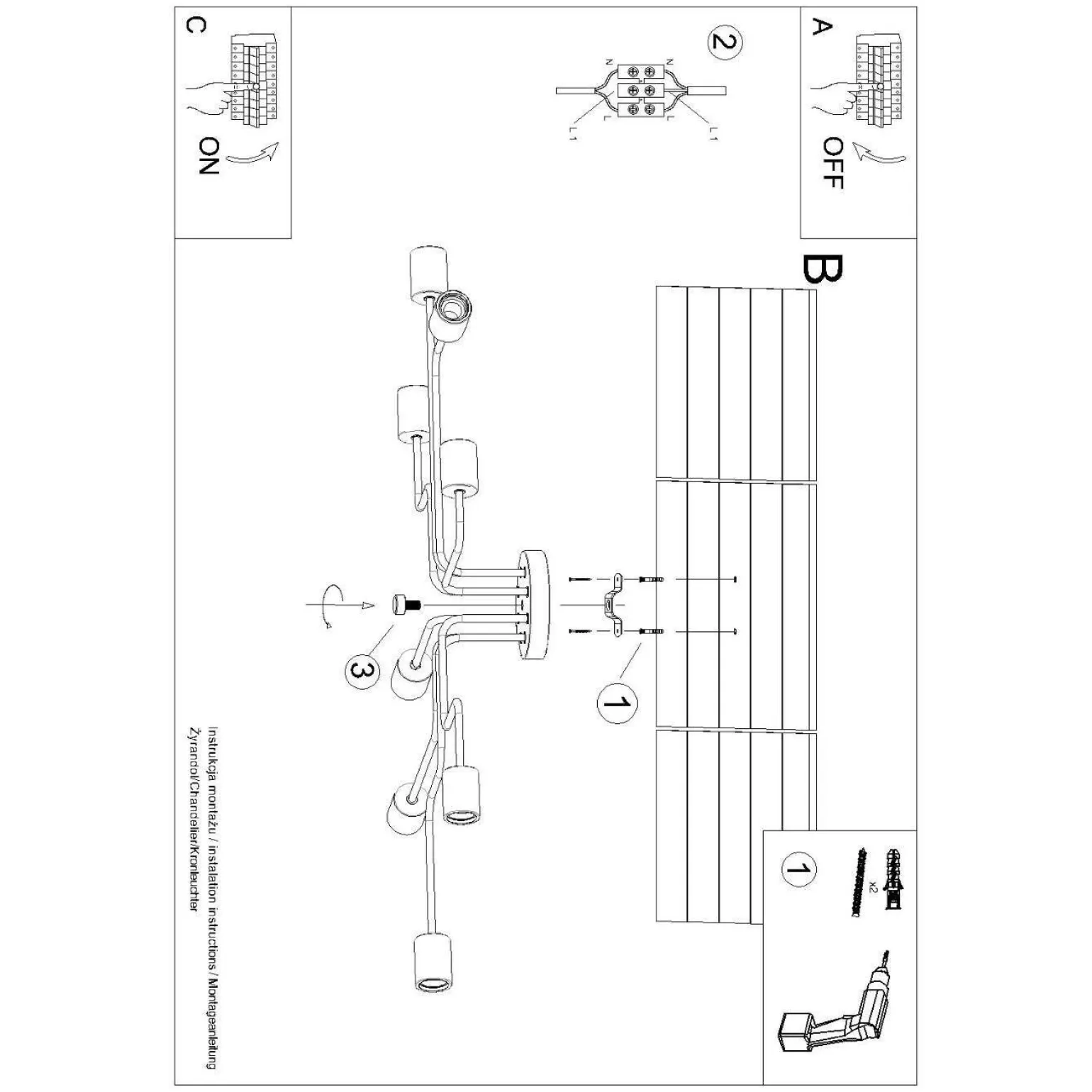 Żyrandol TIMBO 8 czarny (SL.1671) - Sollux Lighting