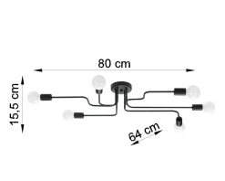 Żyrandol VECTOR 6 czarny (SL.1447) - Sollux Lighting
