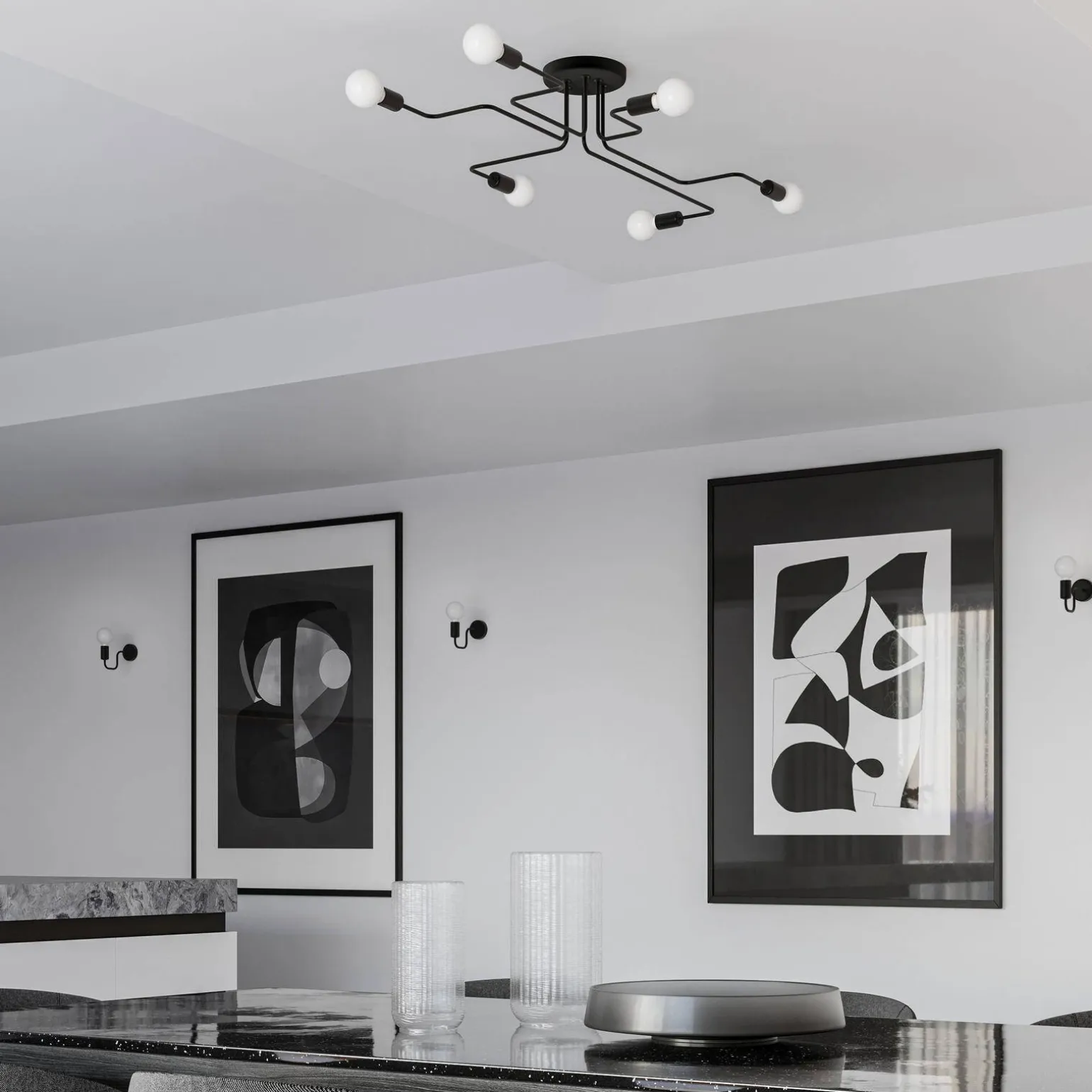 Żyrandol VECTOR 8 czarny (SL.1448) - Sollux Lighting