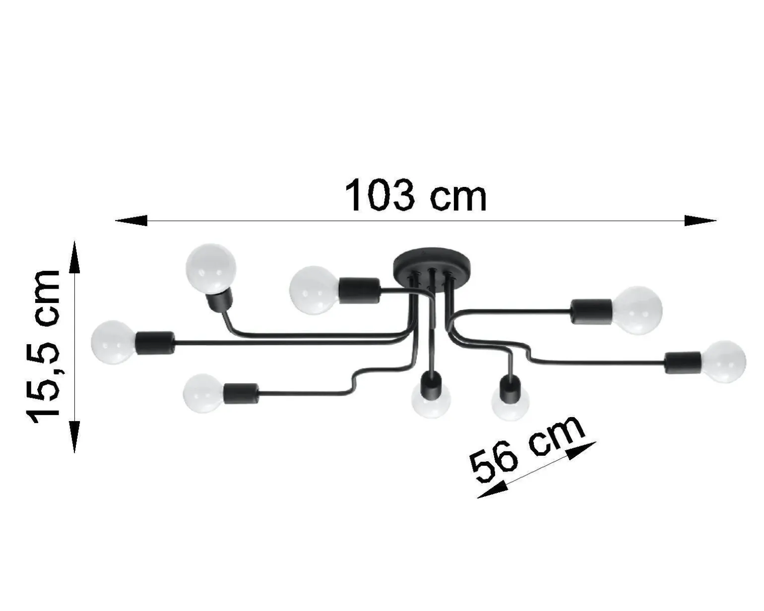 Żyrandol VECTOR 8 czarny (SL.1448) - Sollux Lighting