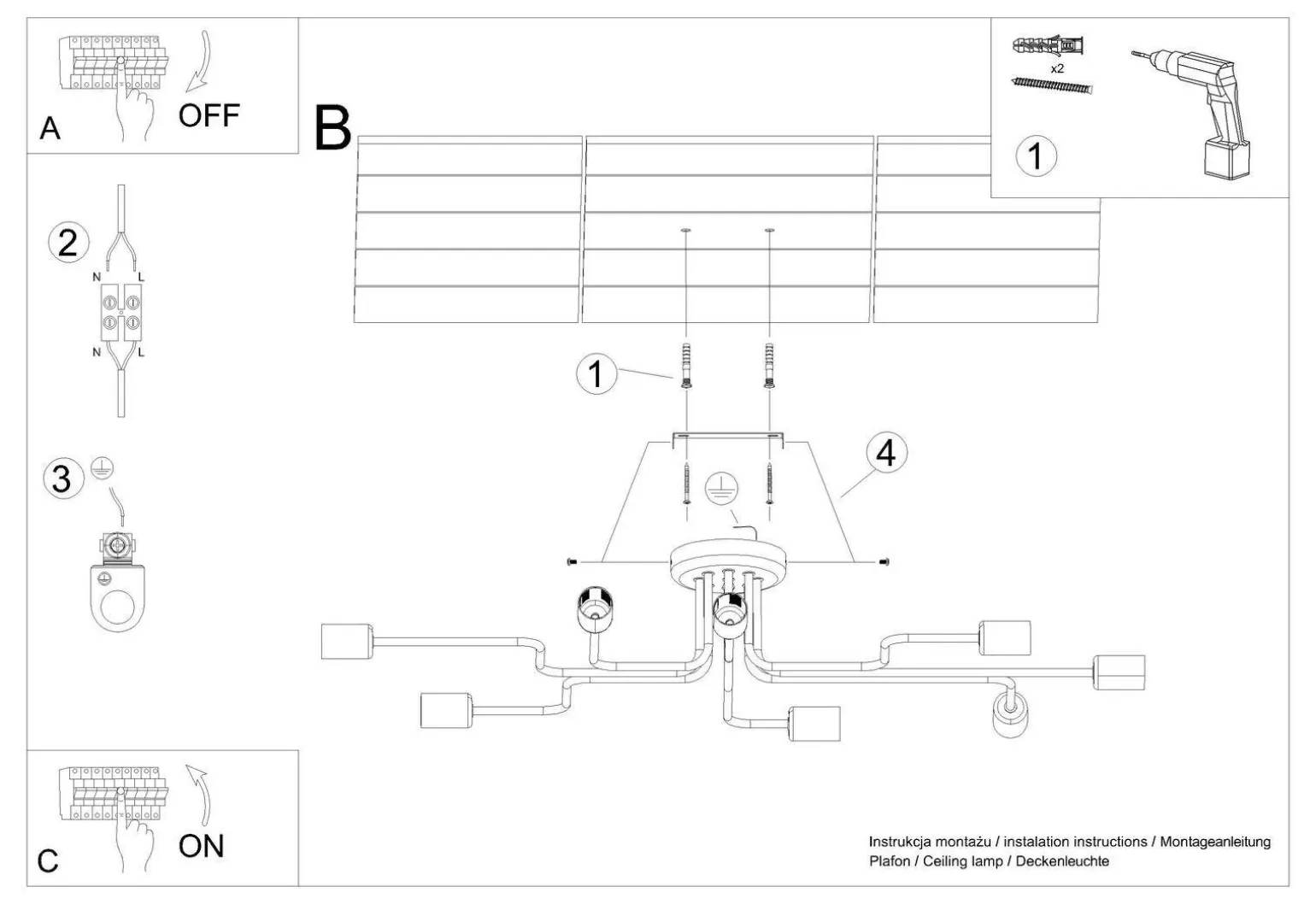 Żyrandol VECTOR 8 czarny (SL.1448) - Sollux Lighting