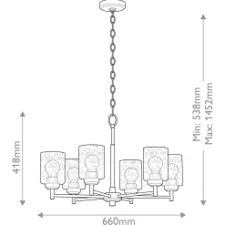 Żyrandol Winslow - 6 źródeł światła - Naturalny mosiądz (KL-WINSLOW6-NBR) - Elstead Lighting