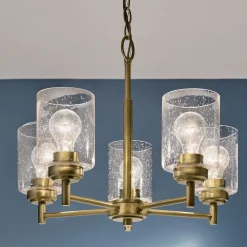 Żyrandol Winslow - 5 źródeł światła - Naturalny mosiądz (KL-WINSLOW5-NBR) - Elstead Lighting