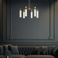 Żyrandol Wynwood - 6 źródeł światła - Vintage mosiądz (QN-WYNWOOD6-VBS) - Quintiesse