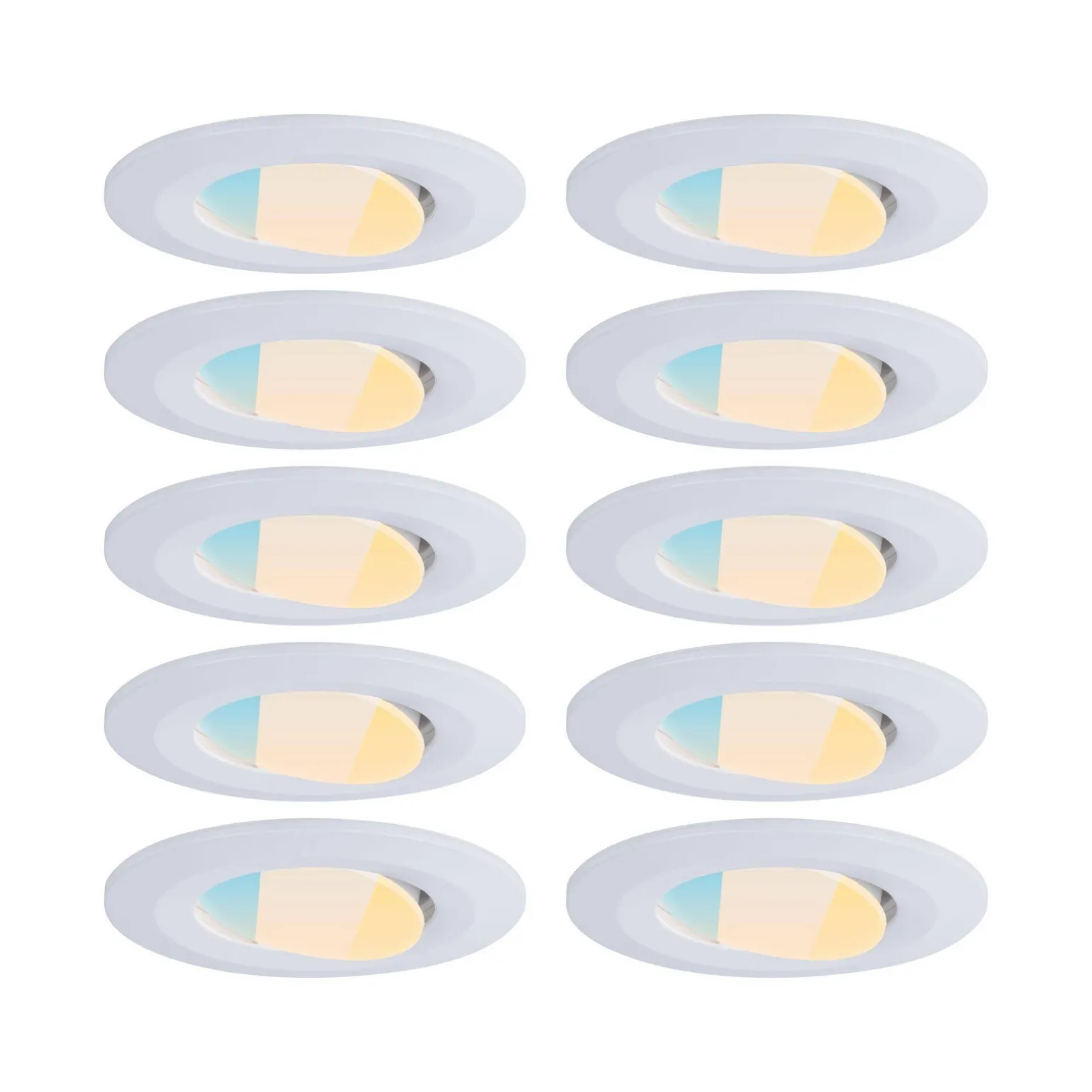 Zestaw 10 Opraw wbudowanych, 3- stopniowa regulacja barwy, 550lm, Biała (PL98197) - PAULMANN