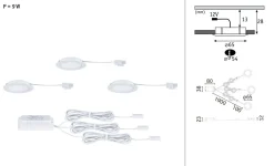 Zestaw opraw meblowych do wbudowania EBL SET 3x2,5W 3x180lm 4000K 12V biały / tworzywo sztuczne (PL93120) - PAULMANN