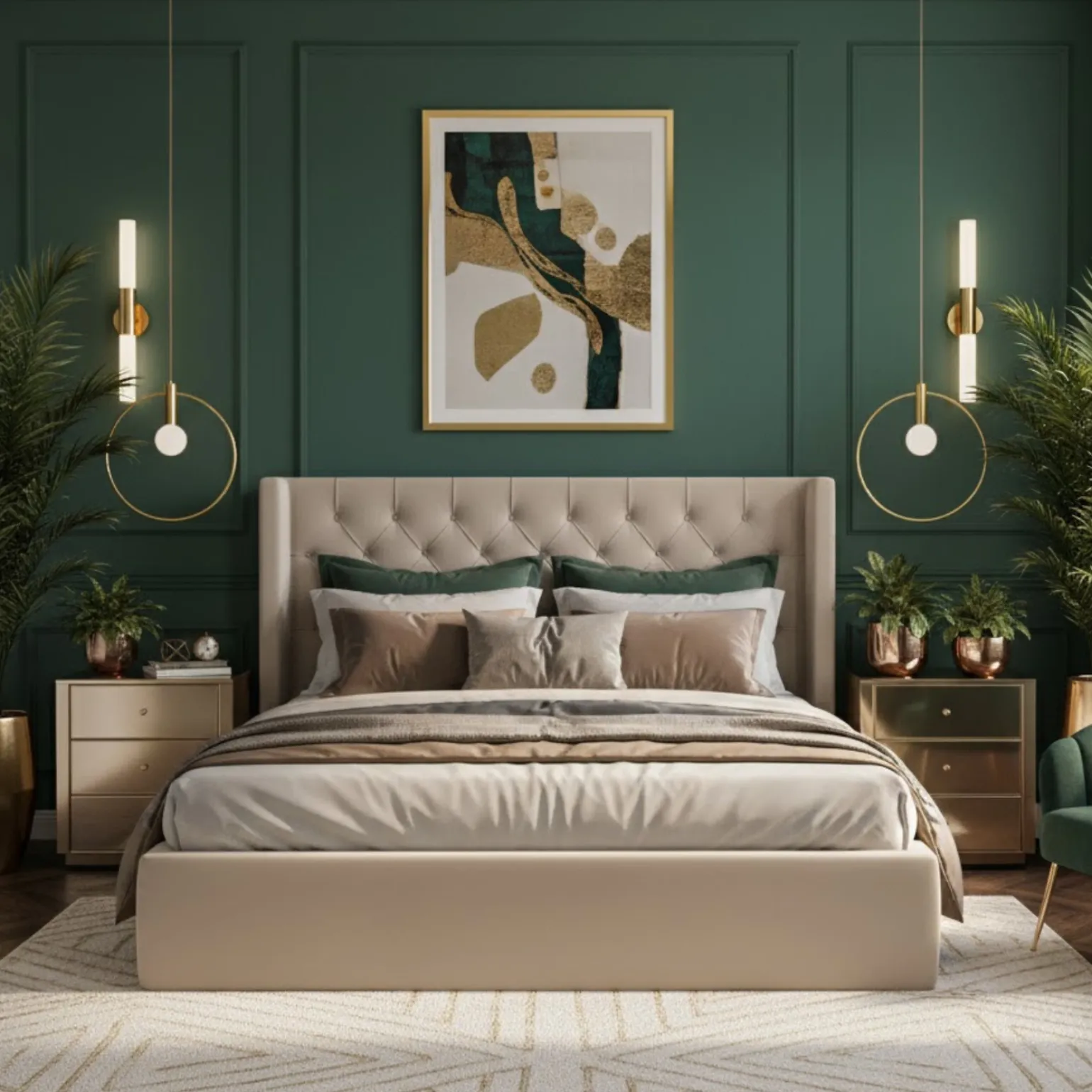 Złota lampa wisząca przy lustrze Bella 40 cm (DP0001A-400R) - Step into Design